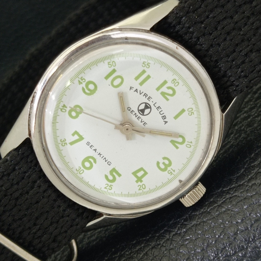 Vintage 1977 Favre Leuba Manual Mens Silver Watch W/Nato Strap
